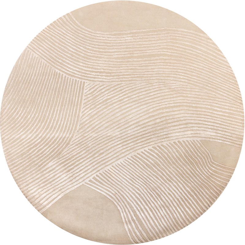 Ковёр_Шерсть/Арт-шёлк/_LINES_Индия_LINES-01-02-BGE(Round)