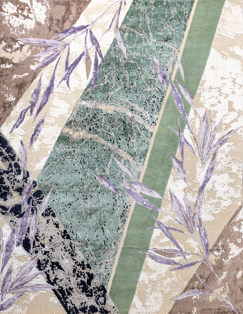 Ковёр Шерсть/Арт-шёлк MARBLE FLOWERS Индия ART de VIVRE Marble Code 16-GRN