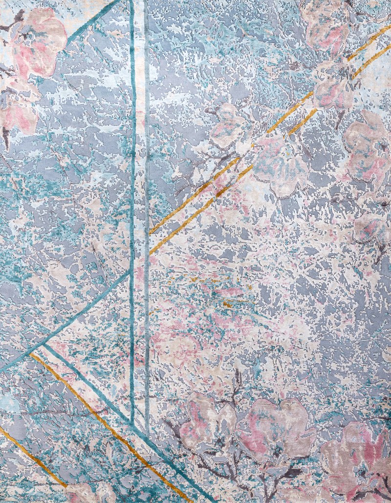 Ковёр Шерсть/Арт-шёлк MARBLE FLOWERS Индия ART de VIVRE Marble Code 15-GRN